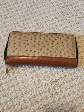 Brown And Tan Womens Zip Around  Wallet
